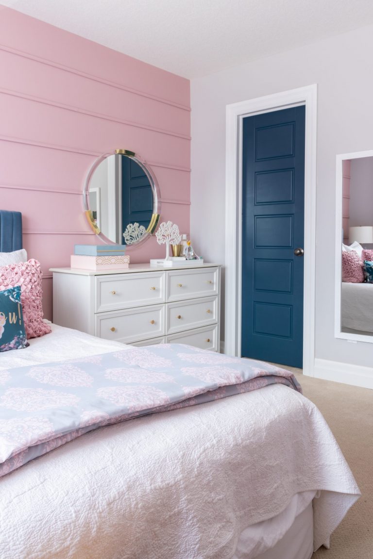Teen Bedroom Dresser and Painted Closet Door